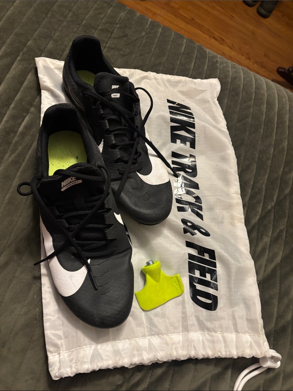 Nike Black & White Track Spikes with Neon Green Inserts